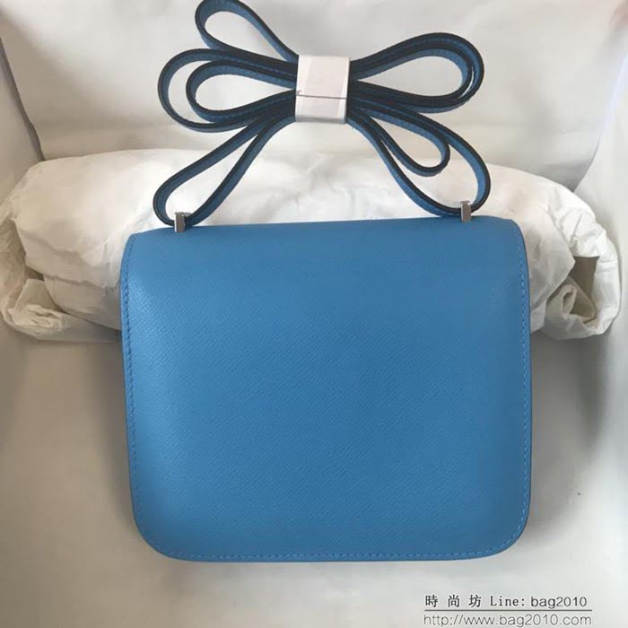 HERMES愛馬仕 Constance 空姐包 18cm 銀扣 原廠Epsom皮 原版五金 蜜蠟線縫製 單肩斜挎包  Ama1243